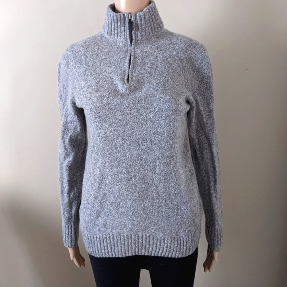 Black Brown 1862 lambswool 1/4 zip grey sweater, size large